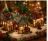 A glowing Christmas village.