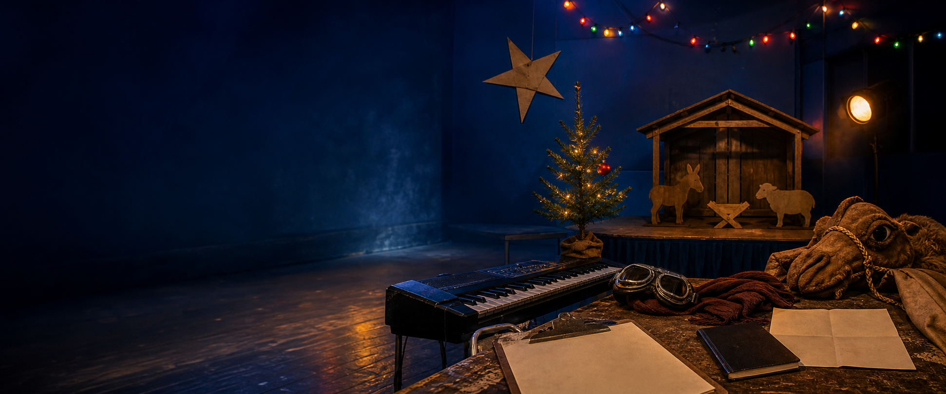 Holiday objects arranged as evidence for Good Grief, It’s Christmas.