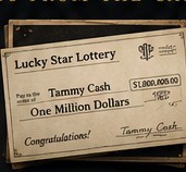 Tammy Cash's oversized lottery check