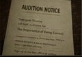 Audition notice for The Importance of Being Earnest.