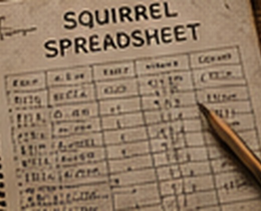 A handwritten spreadsheet tracking squirrels.