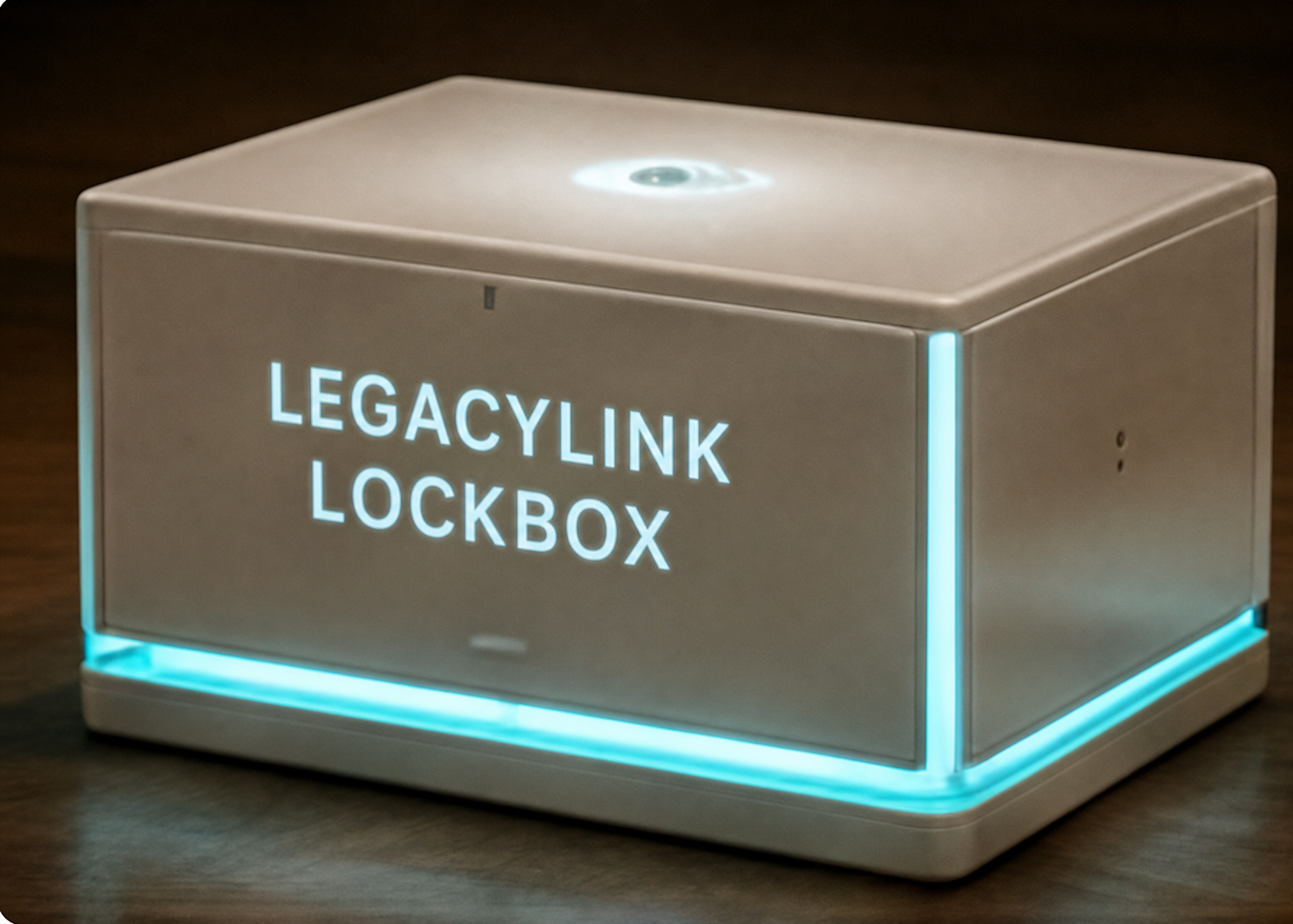 The softly illuminated LegacyLink Lockbox used to secure the participants’ phones